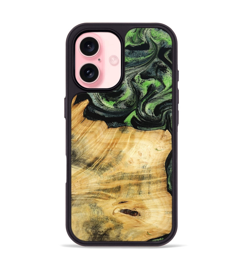 iPhone 16 Wood Phone Case - Kecia (Green, 788921)
