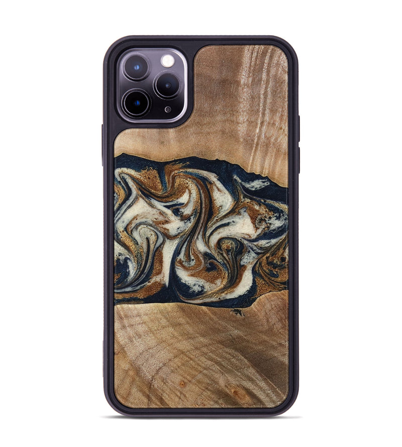 iPhone 11 Pro Max Wood Phone Case - Lupe (Teal & Gold, 789010)