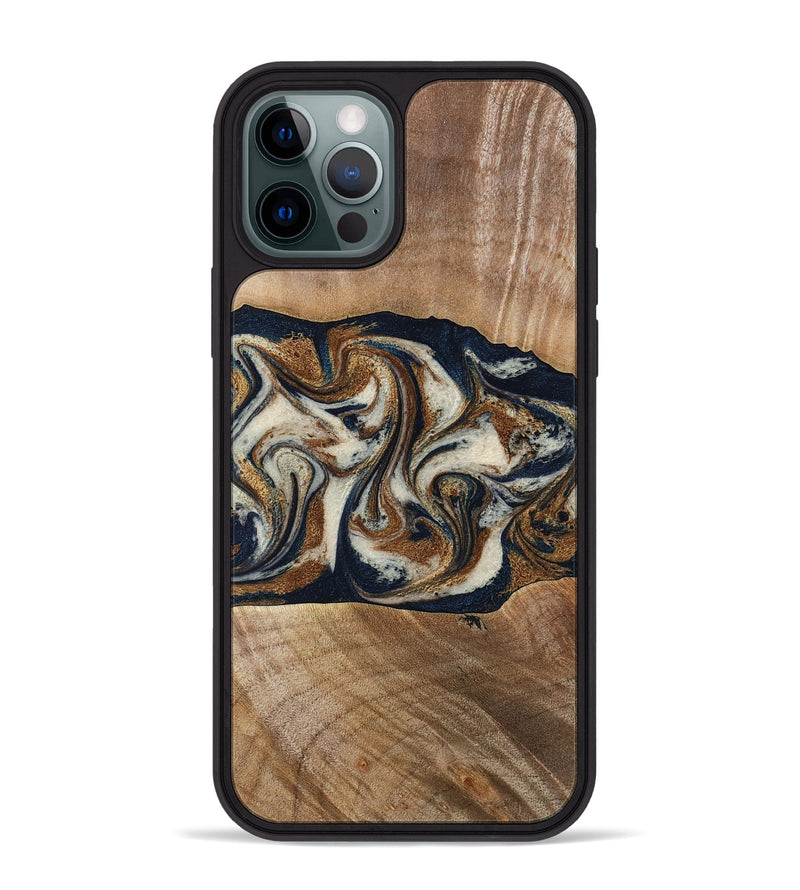 iPhone 12 Pro Max Wood Phone Case - Lupe (Teal & Gold, 789010)