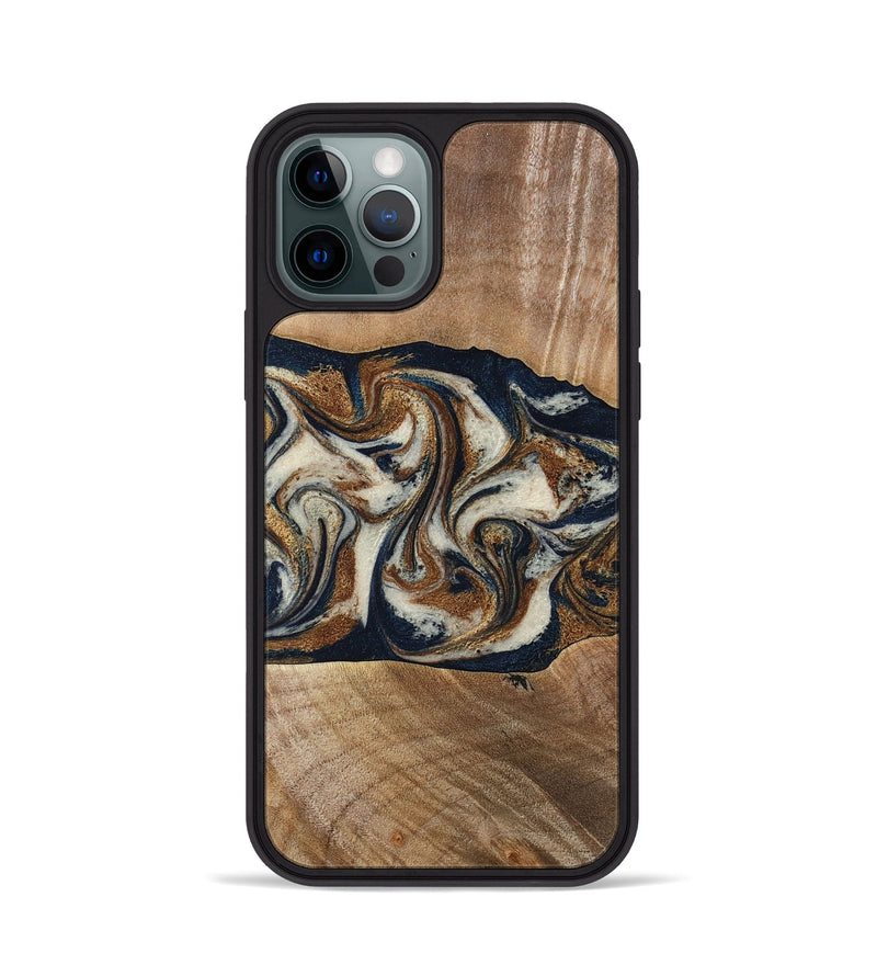 iPhone 12 Pro Wood Phone Case - Lupe (Teal & Gold, 789010)