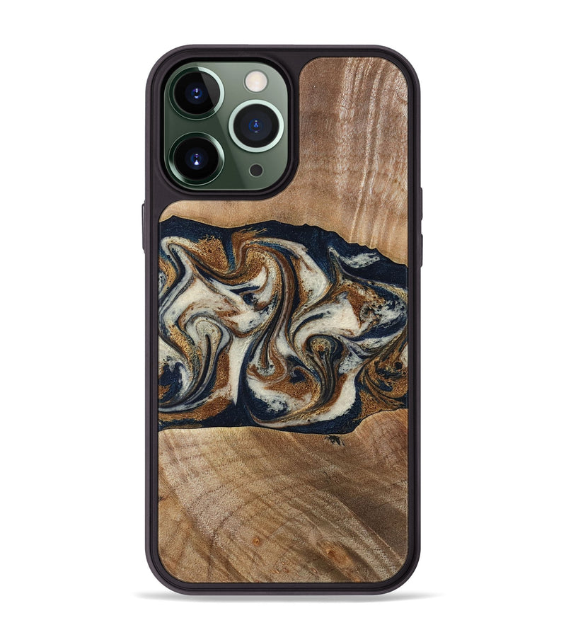 iPhone 13 Pro Max Wood Phone Case - Lupe (Teal & Gold, 789010)