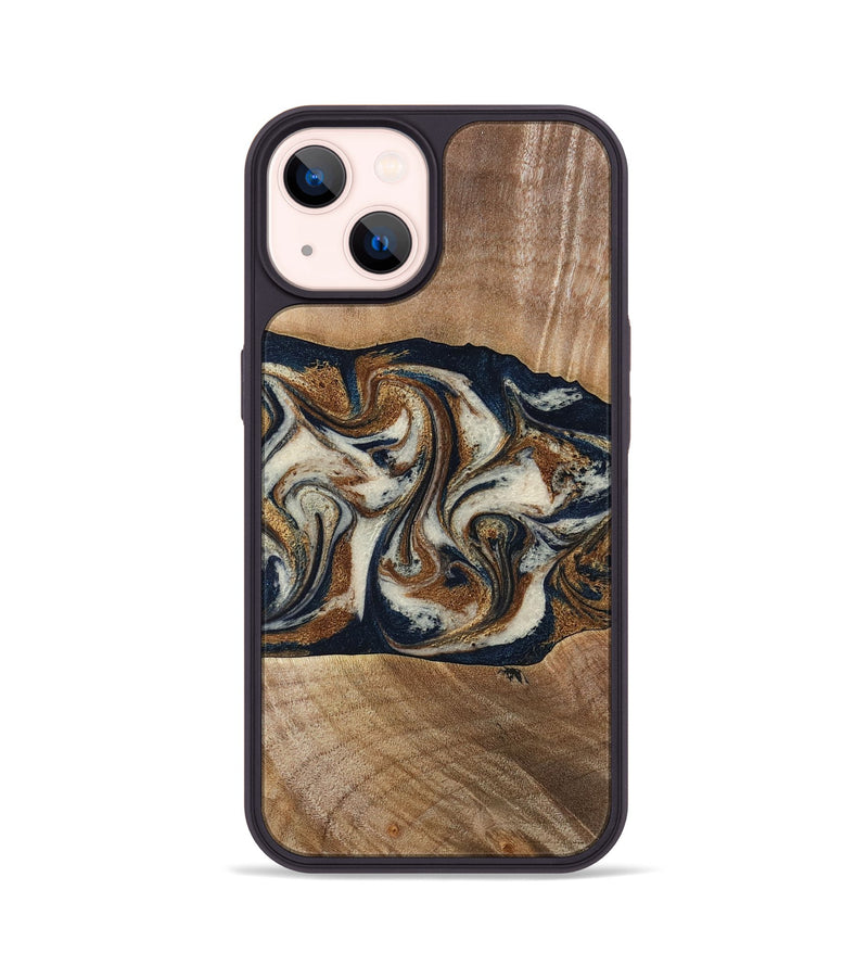 iPhone 14 Wood Phone Case - Lupe (Teal & Gold, 789010)
