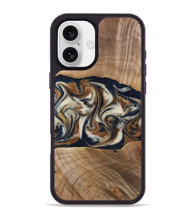 iPhone 16 Plus Wood Phone Case - Lupe (Teal & Gold, 789010)