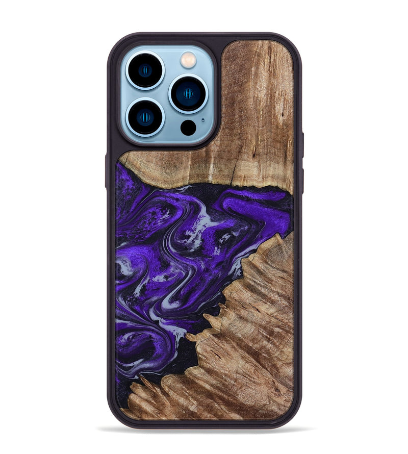 iPhone 14 Pro Max Wood Phone Case - Peggie (Purple, 789020)
