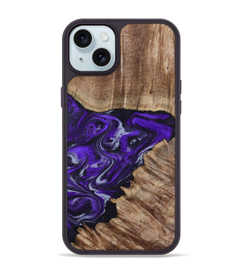 iPhone 15 Plus Wood Phone Case - Peggie (Purple, 789020)