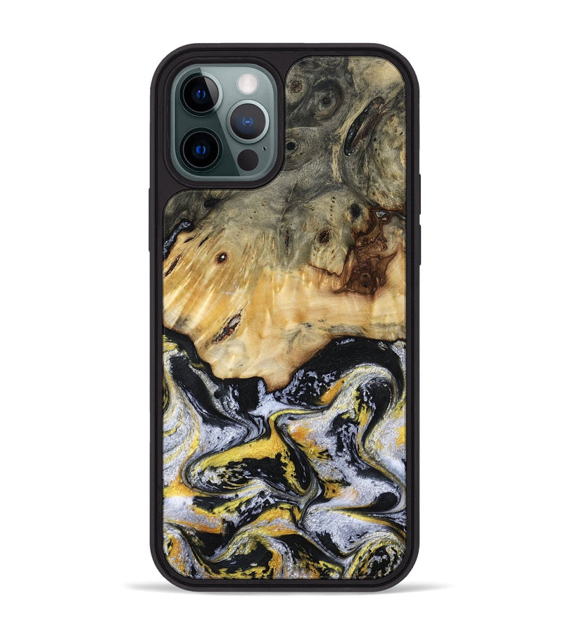 iPhone 12 Pro Max Wood Phone Case - Ansley (Black & White, 789025)