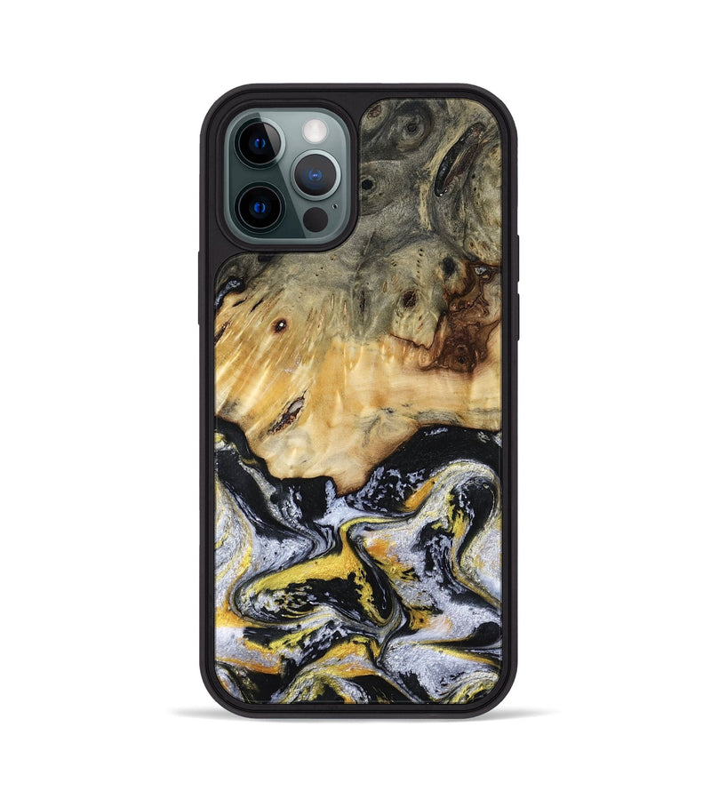 iPhone 12 Pro Wood Phone Case - Ansley (Black & White, 789025)