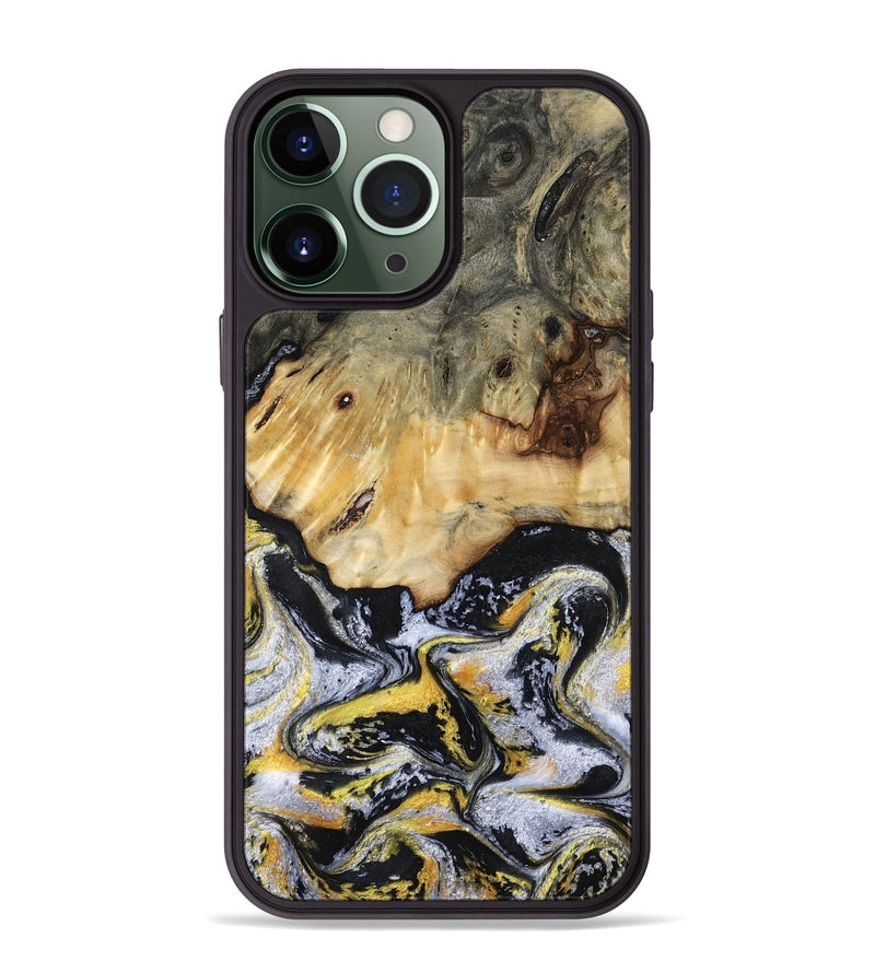 iPhone 13 Pro Max Wood Phone Case - Ansley (Black & White, 789025)