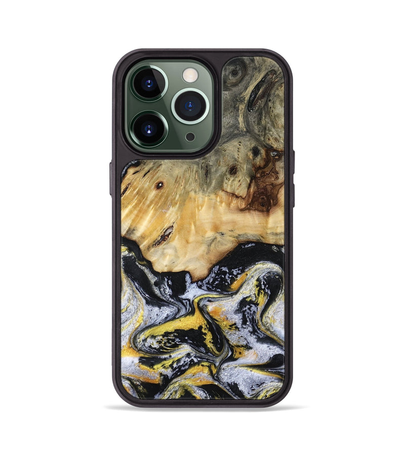 iPhone 13 Pro Wood Phone Case - Ansley (Black & White, 789025)