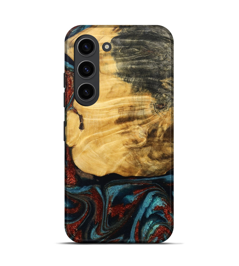 Galaxy S23 Wood Live Edge Phone Case - Cesar (Teal & Gold, 789068)