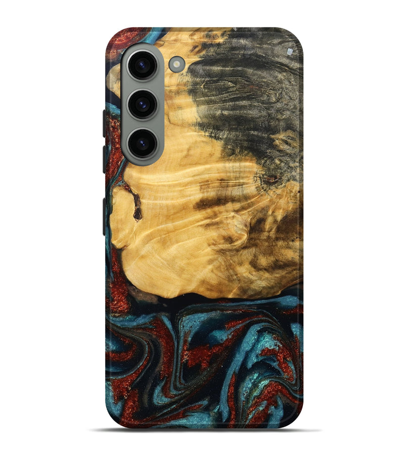 Galaxy S23 Plus Wood Live Edge Phone Case - Cesar (Teal & Gold, 789068)