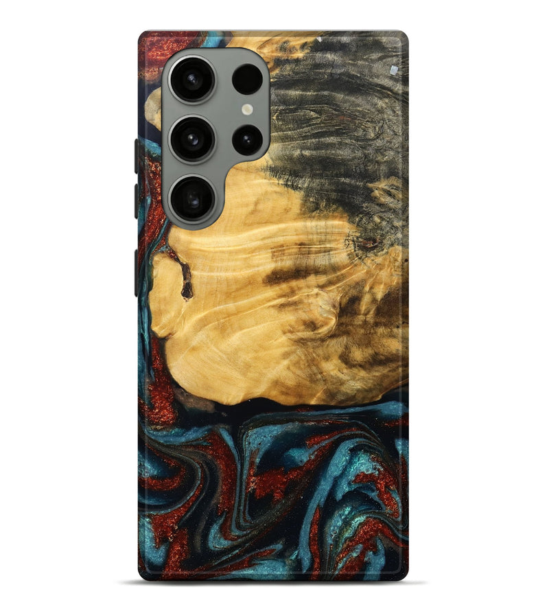 Galaxy S23 Ultra Wood Live Edge Phone Case - Cesar (Teal & Gold, 789068)