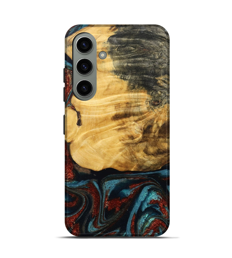 Galaxy S24 Wood Live Edge Phone Case - Cesar (Teal & Gold, 789068)