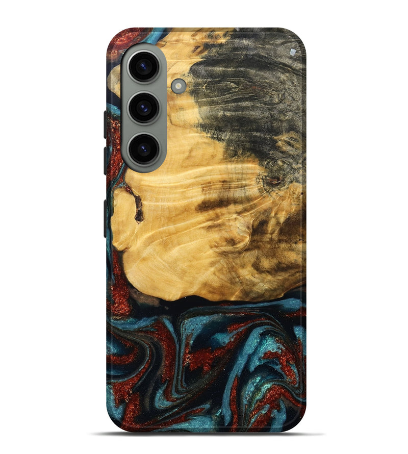 Galaxy S24 Plus Wood Live Edge Phone Case - Cesar (Teal & Gold, 789068)