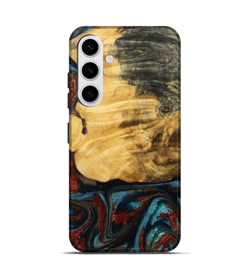 Galaxy S25 Wood Live Edge Phone Case - Cesar (Teal & Gold, 789068)