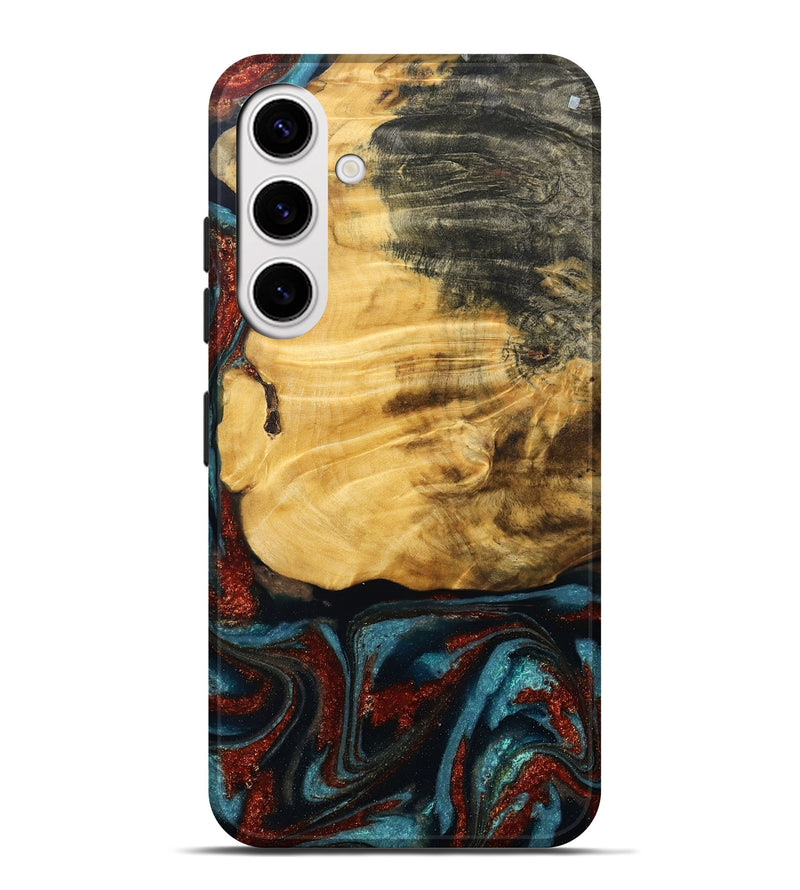 Galaxy S25 Plus Wood Live Edge Phone Case - Cesar (Teal & Gold, 789068)
