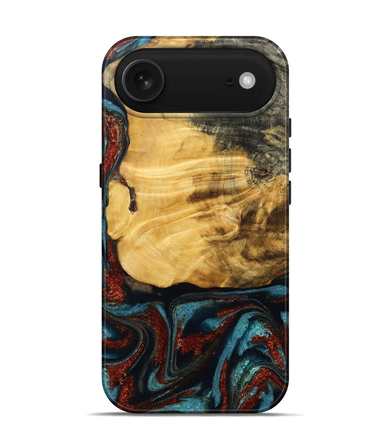 iPhone 17 Air Wood Live Edge Phone Case - Cesar (Teal & Gold, 789068)