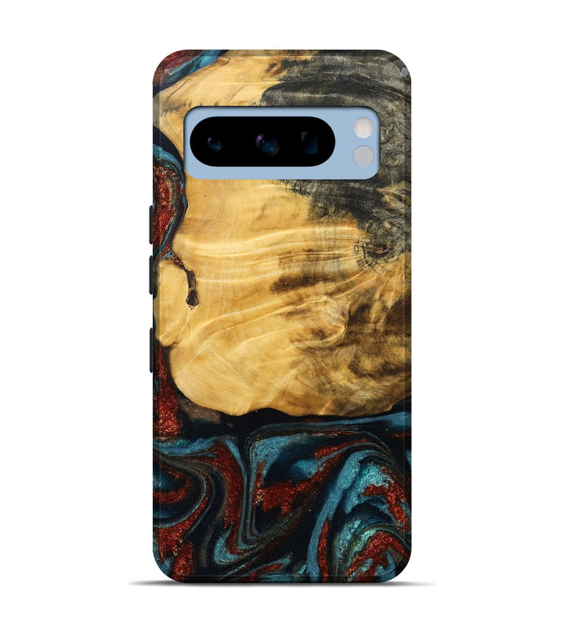 Pixel 8 Pro Wood Live Edge Phone Case - Cesar (Teal & Gold, 789068)