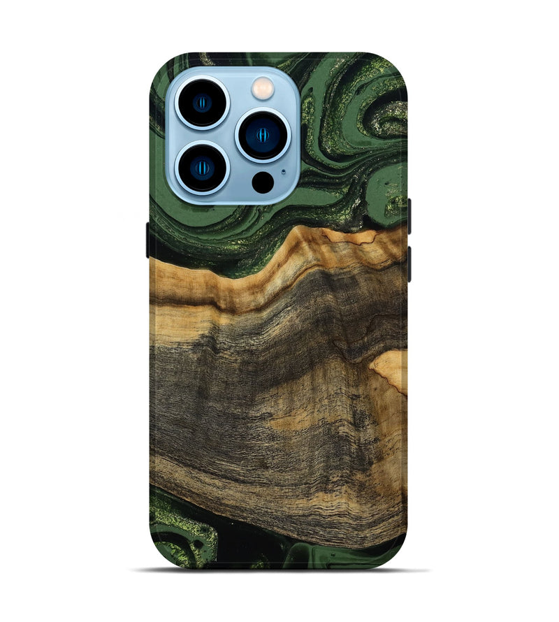 iPhone 14 Pro Wood Live Edge Phone Case - Rodrick (Green, 789080)