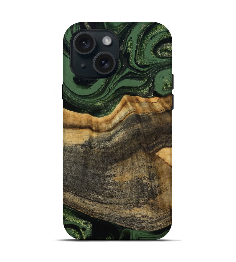 iPhone 15 Wood Live Edge Phone Case - Rodrick (Green, 789080)
