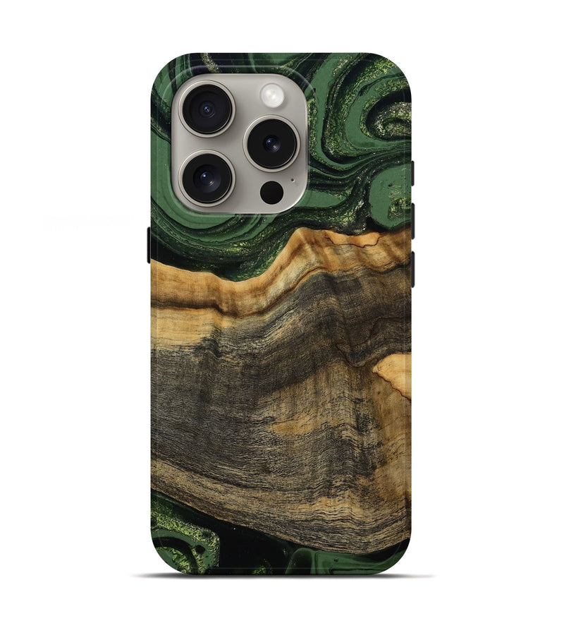 iPhone 16 Pro Wood Live Edge Phone Case - Rodrick (Green, 789080)