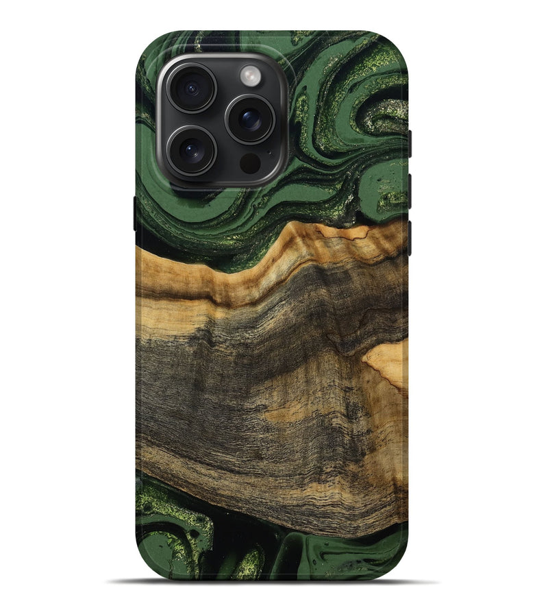 iPhone 16 Pro Max Wood Live Edge Phone Case - Rodrick (Green, 789080)