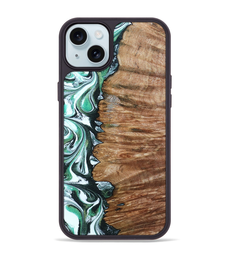 iPhone 15 Plus Wood Phone Case - Hilton (Green, 789181)