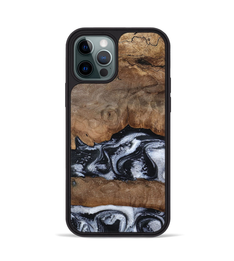 iPhone 12 Pro Wood Phone Case - Jabari (Black & White, 789220)