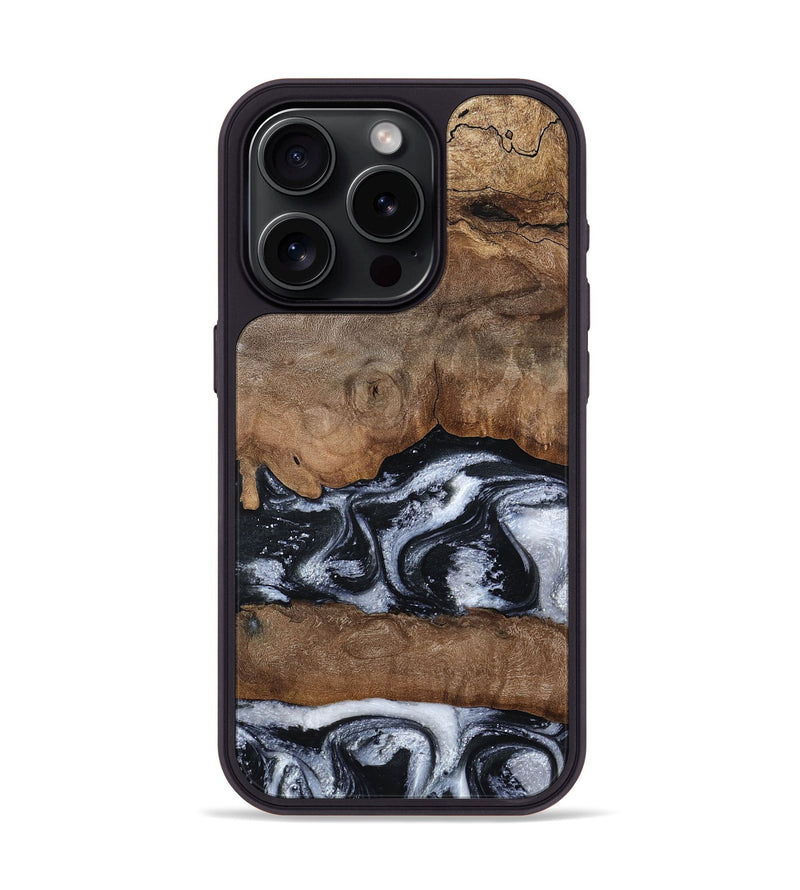 iPhone 15 Pro Wood Phone Case - Jabari (Black & White, 789220)