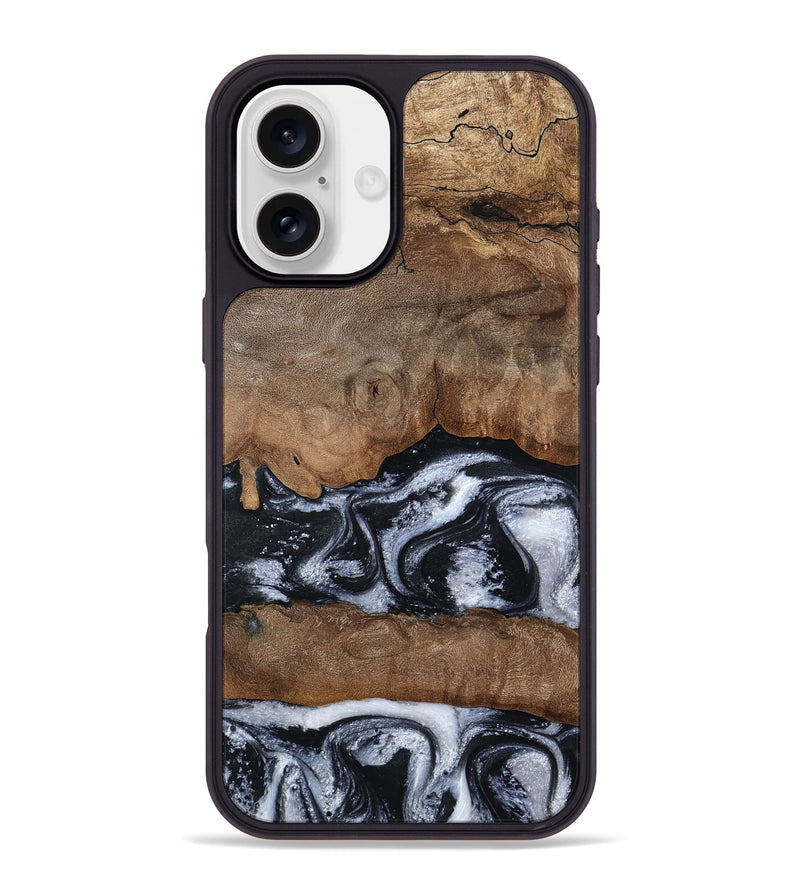 iPhone 16 Plus Wood Phone Case - Jabari (Black & White, 789220)