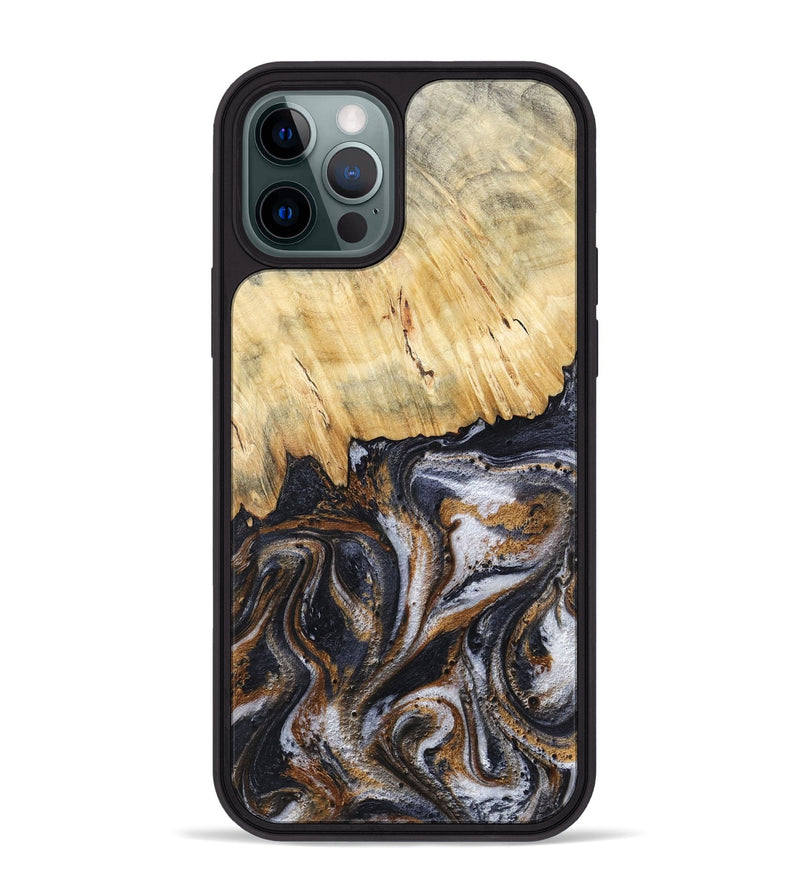 iPhone 12 Pro Max Wood Phone Case - Cheryle (Black & White, 789223)
