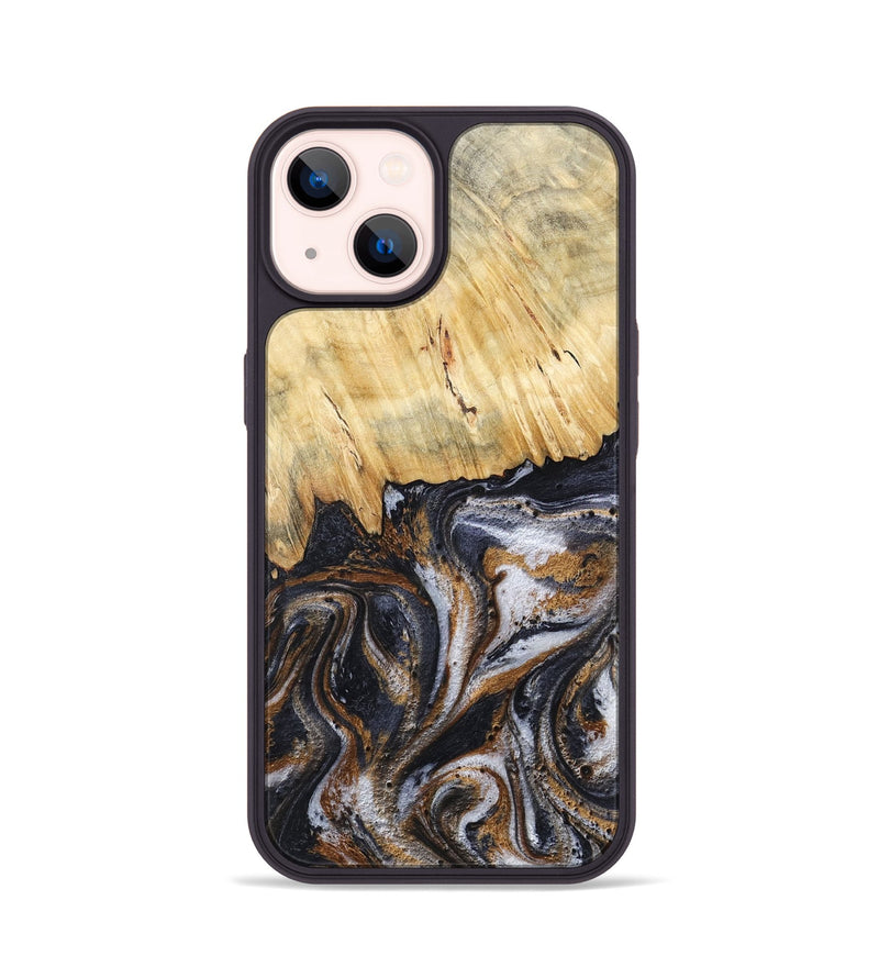 iPhone 14 Wood Phone Case - Cheryle (Black & White, 789223)
