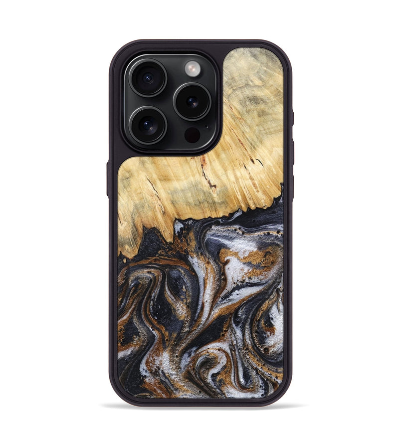 iPhone 15 Pro Wood Phone Case - Cheryle (Black & White, 789223)