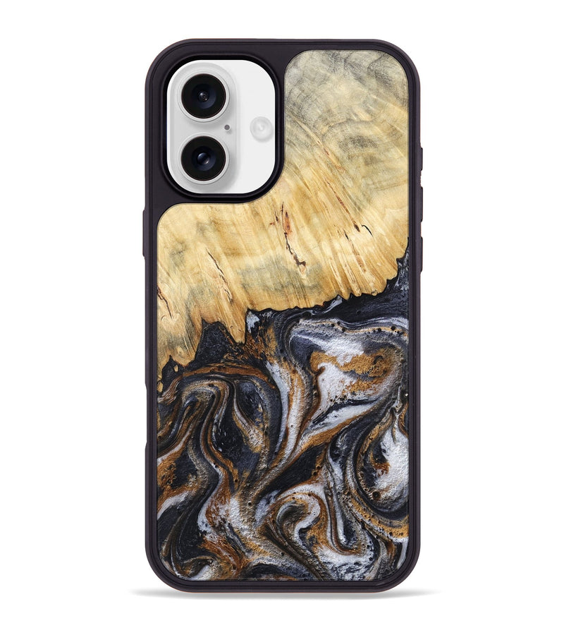 iPhone 16 Plus Wood Phone Case - Cheryle (Black & White, 789223)