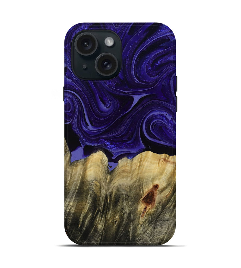 iPhone 15 Wood Live Edge Phone Case - Kenisha (Purple, 789252)