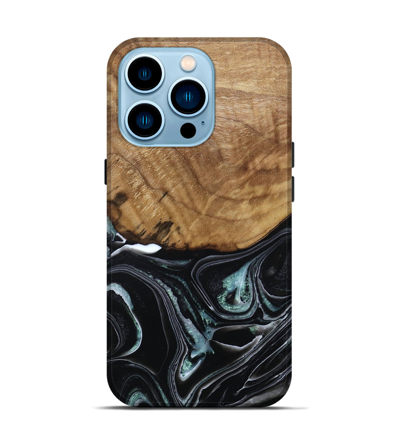 iPhone 14 Pro Wood Live Edge Phone Case - Manda (Green, 789276)