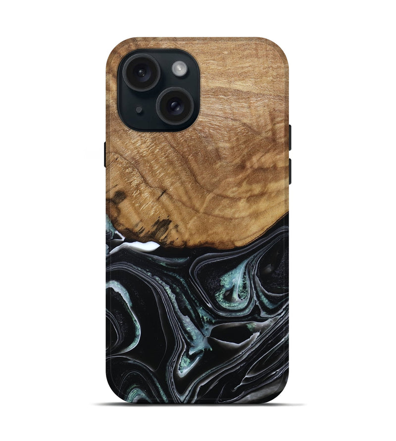 iPhone 15 Wood Live Edge Phone Case - Manda (Green, 789276)