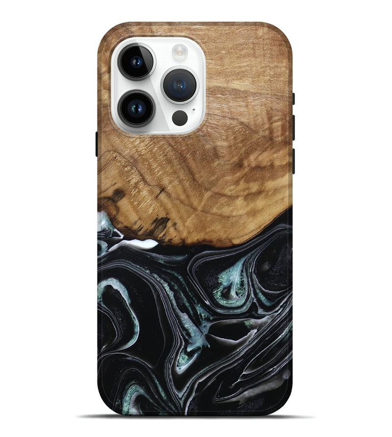 iPhone 15 Pro Max Wood Live Edge Phone Case - Manda (Green, 789276)