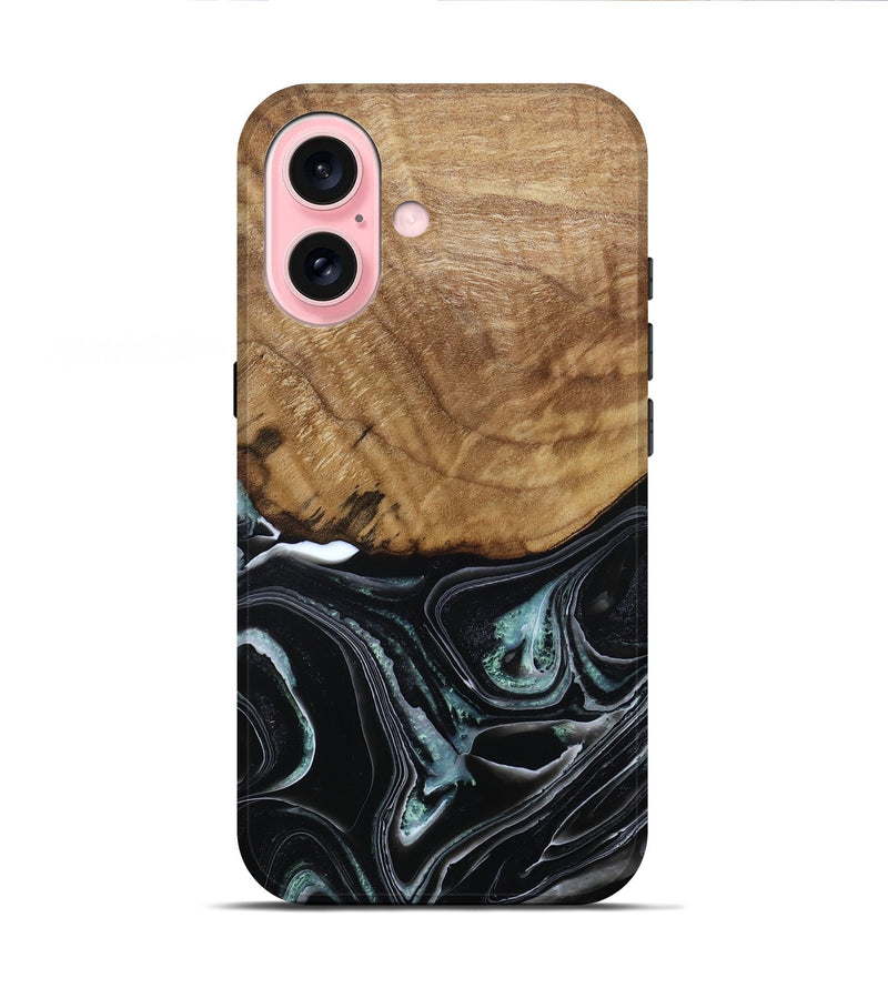 iPhone 16 Wood Live Edge Phone Case - Manda (Green, 789276)
