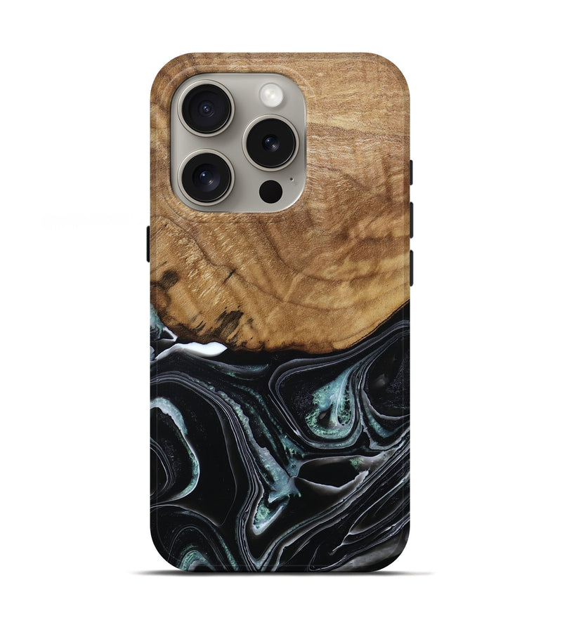 iPhone 16 Pro Wood Live Edge Phone Case - Manda (Green, 789276)