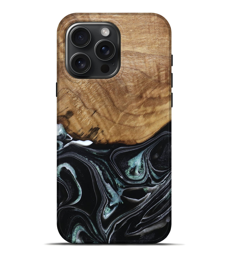 iPhone 16 Pro Max Wood Live Edge Phone Case - Manda (Green, 789276)