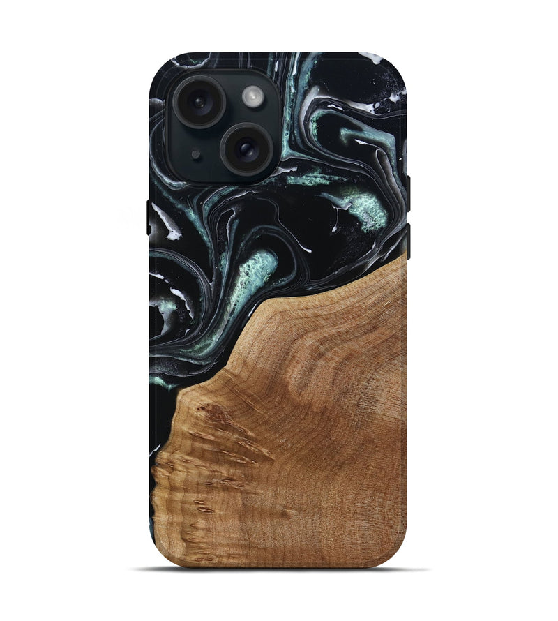 iPhone 15 Wood Live Edge Phone Case - Shasta (Green, 789277)