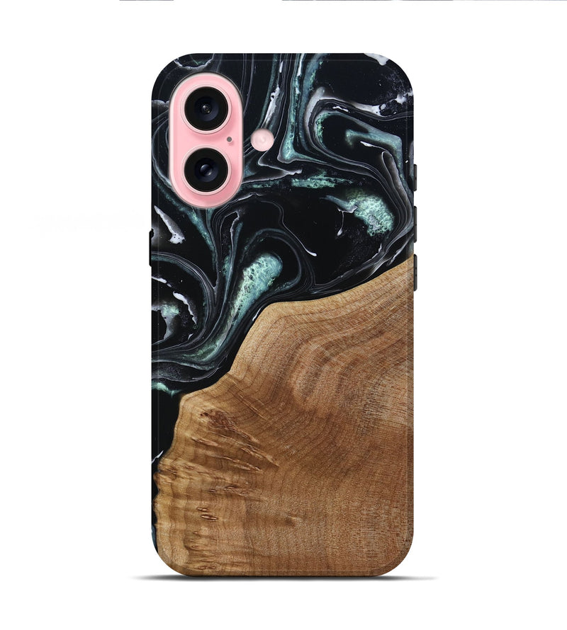 iPhone 16 Wood Live Edge Phone Case - Shasta (Green, 789277)