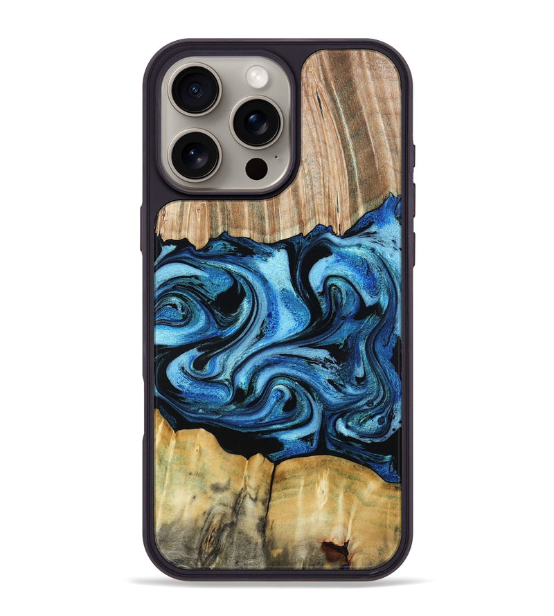 iPhone 16 Pro Max Wood Phone Case - Marylou (Blue, 789334)
