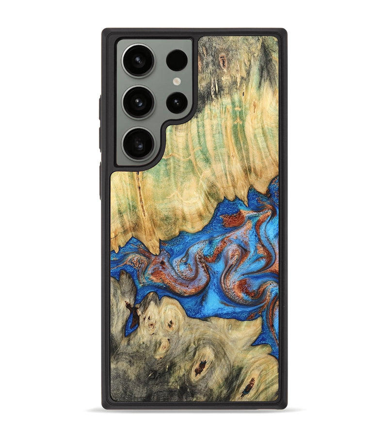 Galaxy S23 Ultra Wood Phone Case - Cherie (Teal & Gold, 789388)