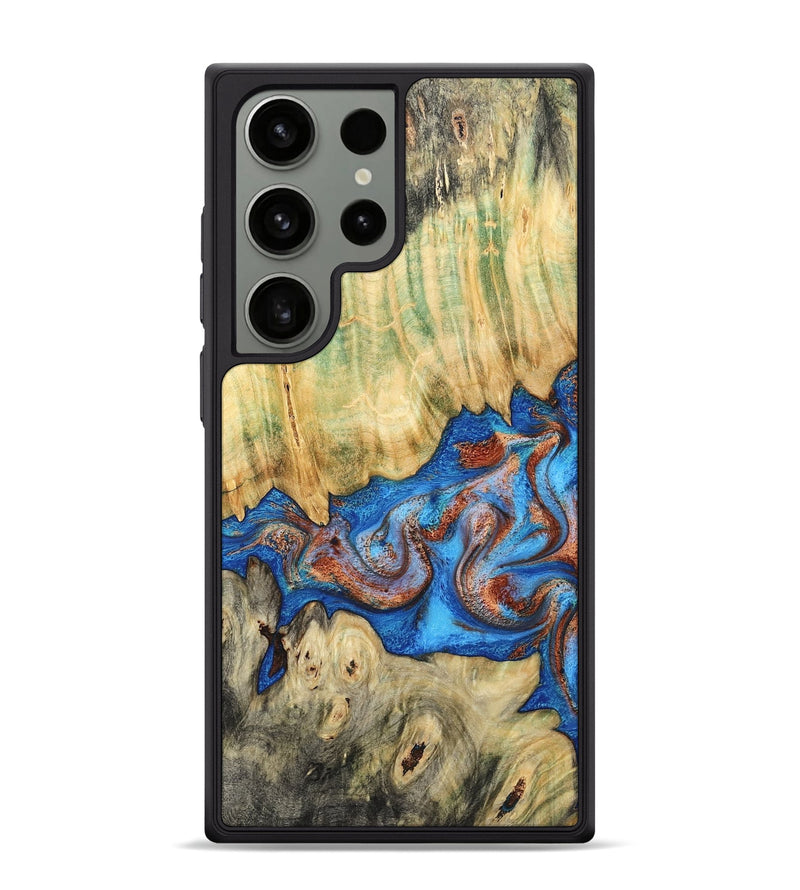 Galaxy S24 Ultra Wood Phone Case - Cherie (Teal & Gold, 789388)