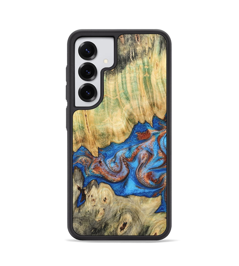Galaxy S25 Wood Phone Case - Cherie (Teal & Gold, 789388)
