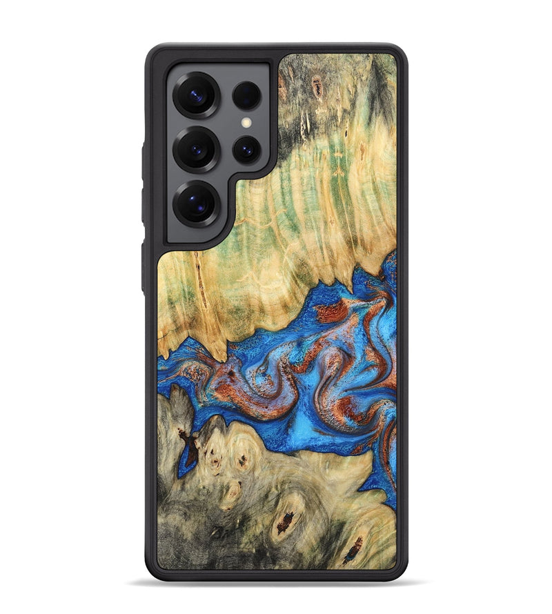 Galaxy S25 Ultra Wood Phone Case - Cherie (Teal & Gold, 789388)