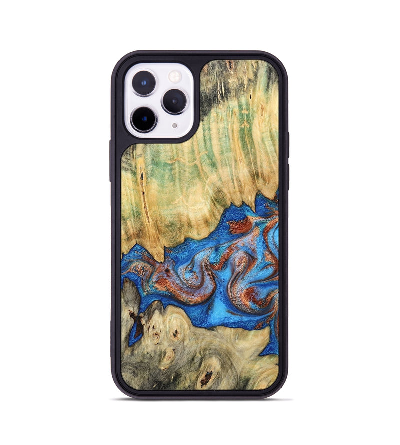 iPhone 11 Pro Wood Phone Case - Cherie (Teal & Gold, 789388)