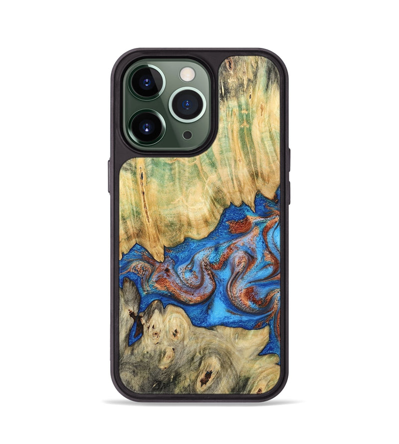 iPhone 13 Pro Wood Phone Case - Cherie (Teal & Gold, 789388)